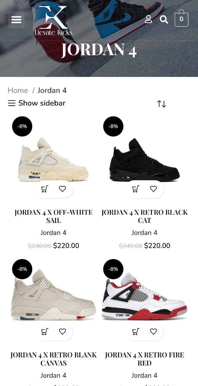 Different sneakers shown in mobile screen