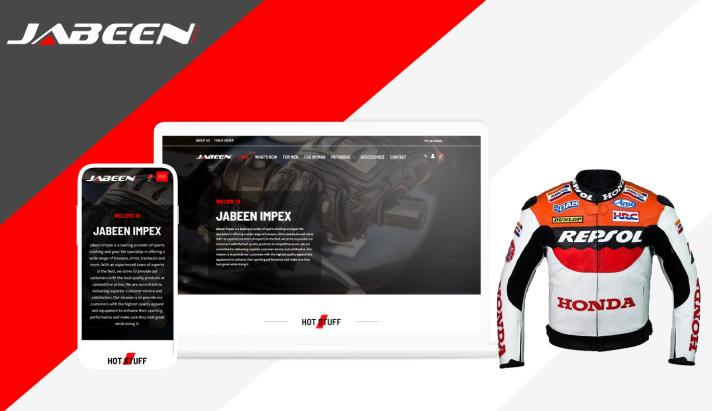 The design of Jabeen Impex website is shown