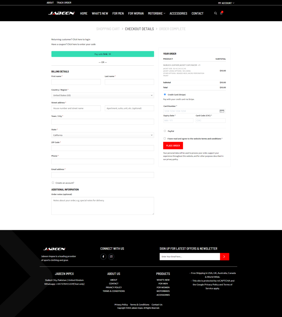 Payment procedure in website