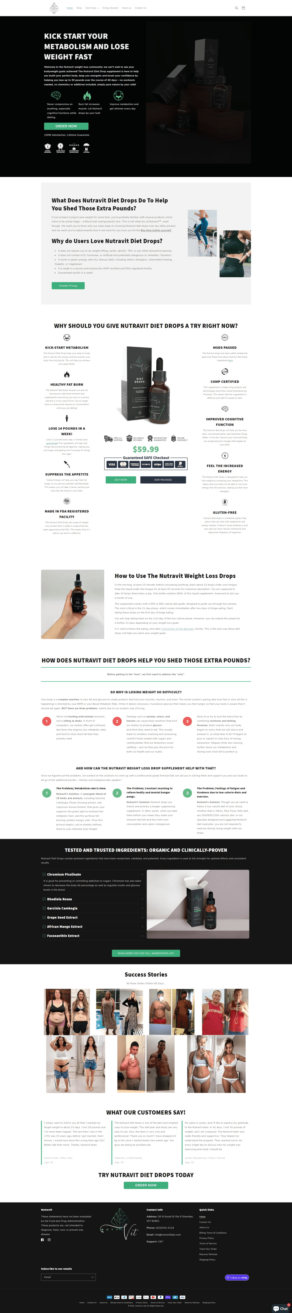 Homepage of the website Nutravit Lab
