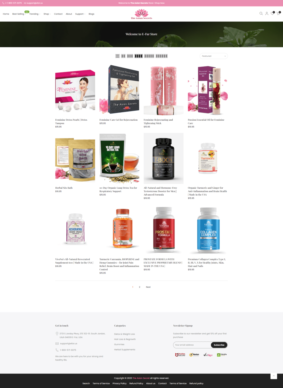 different products in a page