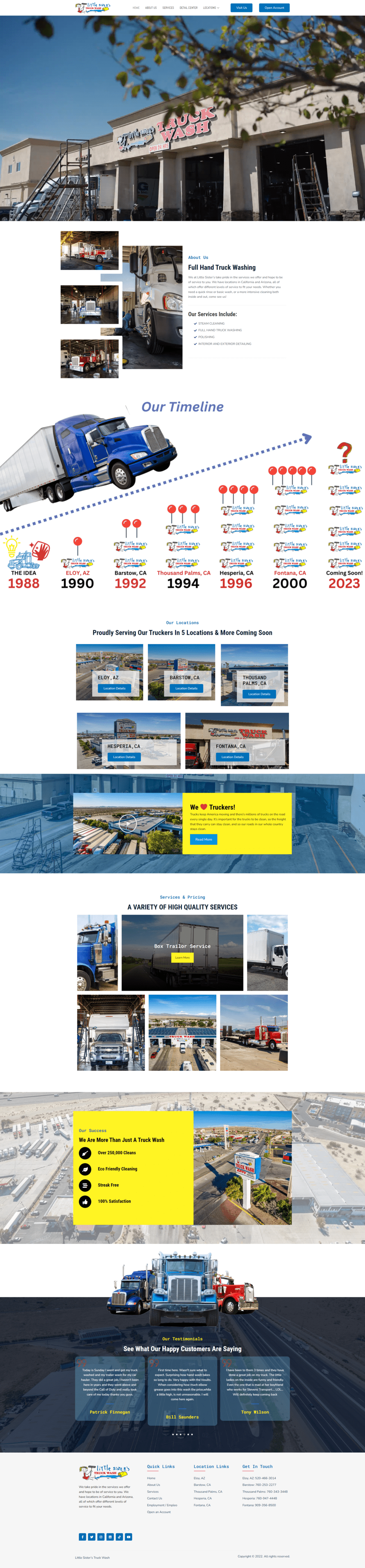 HomePage of LS truckwash website on big screen devices
